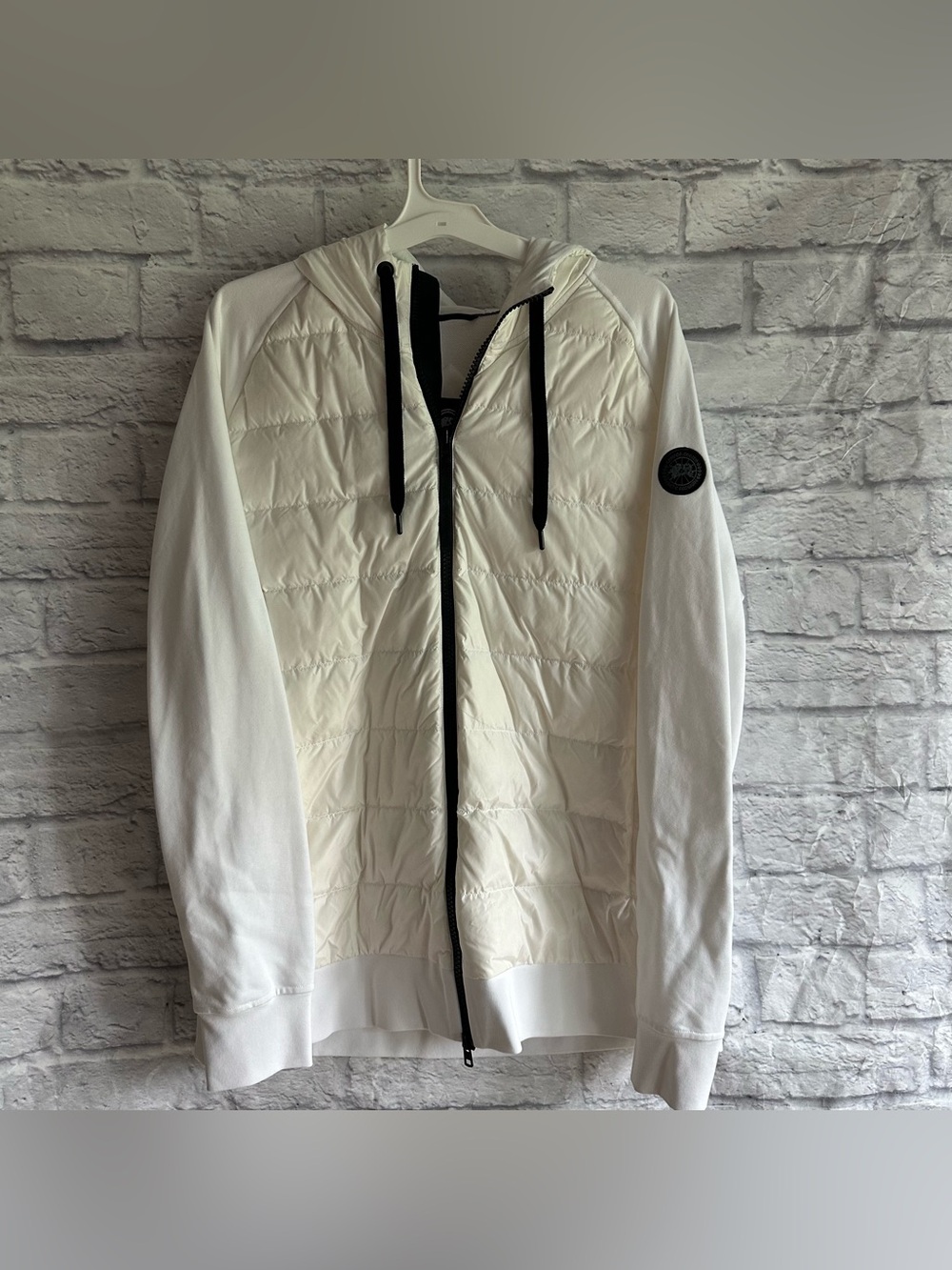 PREOWNED CANADA GOOSE HYBRIDGE HURON FULL ZIP HOODIE JACKET WHITE MENS XL